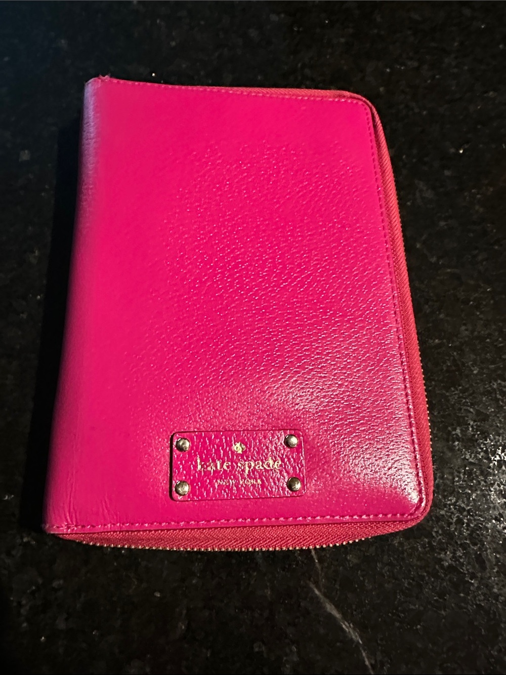 kate spade Bright Pink Zip-Around Leather Wallet